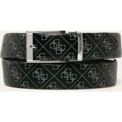 Guess Jeans - Pasek skórzany dwustronny. Czarne paski męskie Guess Jeans, w paski, z jeansu. Za 259,90 zł.