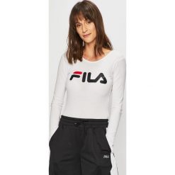 Fila - Longsleeve. Czarne bluzki damskie Fila, s, z nadrukiem, z elastanu, z okrągłym kołnierzem. Za 189,90 zł.