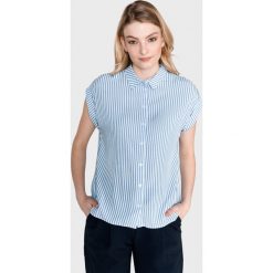 Tom Tailor Bluzka Niebieski. Niebieskie bluzki damskie Tom Tailor, w paski, z wiskozy, bez kołnierzyka, bez rękawów. Za 188,95 zł.