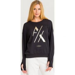 BLUZA Armani Exchange. Czarne bluzy damskie Armani Exchange, s, z nadrukiem, z dzianiny, bez rękawów, bez kaptura. Za 419,00 zł.