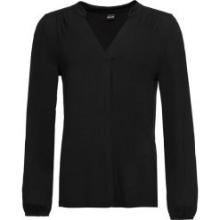Shirt z długim rękawem bonprix czarny. Czarne koszulki damskie bonprix, bez wzorów, z dekoltem w serek, z długim rękawem. Za 54,99 zł.