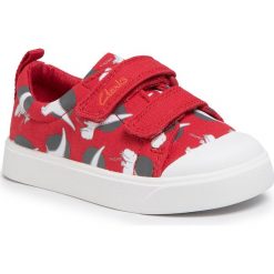 Trampki CLARKS - City Bright T 261491007 Red Interest. Czerwone półbuty dziewczęce Clarks, bez wzorów, z gumy, na rzepy. Za 139,00 zł.