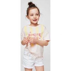 Mango Kids - Top dziecięcy Mio 110-164 cm. Szare topy damskie marki Mango Kids, z nadrukiem, z bawełny, z okrągłym kołnierzem. W wyprzedaży za 29,90 zł.