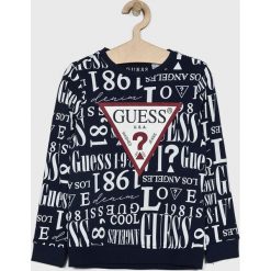 Guess Jeans - Bluza dziecięca 118 - 175 cm. Szare bluzy chłopięce Guess Jeans, z nadrukiem, z bawełny, bez rękawów, z kapturem. W wyprzedaży za 119,90 zł.