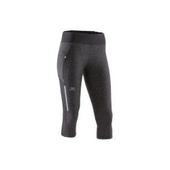 Rybaczki do biegania RUN DRY+ REFLECT damskie. Czarne rybaczki damskie KALENJI, xl, bez wzorów, z elastanu. Za 69,99 zł.