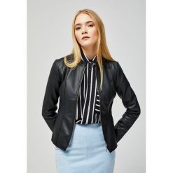Klasyczna kurtka z eko skóry. Czarne kurtki damskie Moodo, xs, bez wzorów, z poliesteru, klasyczne, długie. Za 129,99 zł.