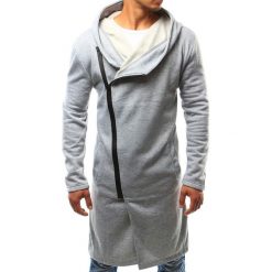 Bluzy męskie: Bluza męska z kapturem rozpinana szara (bx2339)