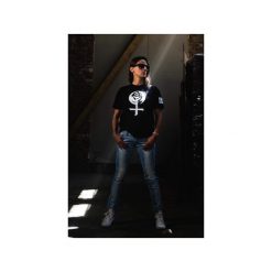 T-shirt czarny bawełniany "Logo Set White". Czarne t-shirty damskie Dream religion, s, z nadrukiem, z bawełny, bez kołnierzyka. Za 168,00 zł.