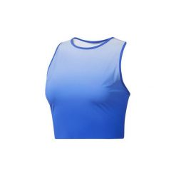 Biustonosze Reebok Sport Koszulka bez rękawów Yoga Ombre Crop. Niebieskie biustonosze sportowe damskie marki Reebok Sport, s, bez wzorów, bez kołnierzyka, bez rękawów, bez kaptura. Za 169,00 zł.