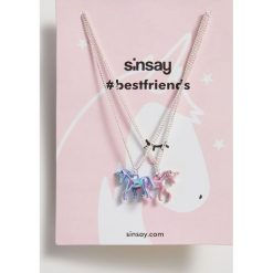 Naszyjniki BFF z jednorożcami - Jasny szary. Szare naszyjniki damskie Sinsay. Za 15,00 zł.