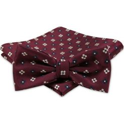 Modna Mucha Męska - Alties - Bordo z Motywem Kwiatowym MUALTS0251. Muszki męskie Alties, na imprezę, w paski, eleganckie. Za 39,00 zł.