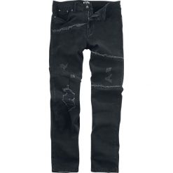 Disturbia Fray Jeans Jeansy czarny. Czarne jeansy męskie marki Disturbia, na co dzień, z aplikacjami, z jeansu, długie. Za 199,90 zł.