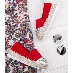 Espadryle damskie Bestelle L184 Czerwone. Czerwone espadryle damskie Bestelle, bez wzorów, z tworzywa sztucznego, bez obcasa. Za 99,00 zł.