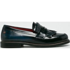 Tommy Hilfiger - Mokasyny. Niebieskie mokasyny damskie marki TOMMY HILFIGER, z materiału, na obcasie. W wyprzedaży za 499,90 zł.