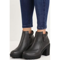 Szare Botki Cold Touch. Szare botki damskie lity Born2be, z okrągłym noskiem, na niskim obcasie, na zamek. Za 99,99 zł.