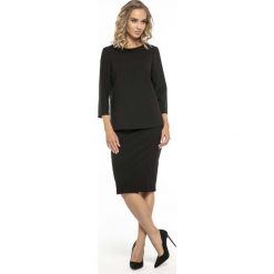 Elegancka Czarna Bluzka z Kołnierzem Jackie Kennedy. Czarne bluzki damskie marki Molly.pl, s, eleganckie, z golfem, z długim rękawem. Za 119,90 zł.