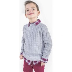 Sweter. Szare swetry chłopięce Winter Time, bez wzorów, z dzianiny, bez kołnierzyka. Za 55,90 zł.