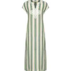 Sukienka codzienna Tory Burch Striped Caftan 57114. Zielone sukienki damskie Tory Burch, na co dzień, xs, bez wzorów, bez kołnierzyka, bez rękawów, proste. W wyprzedaży za 809,00 zł.