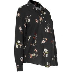 Bluzka ciążowa i do karmienia bonprix czarny w kwiaty. Czarne bluzki damskie marki bonprix, w kwiaty, z wiskozy, ze stójką. Za 89,99 zł.
