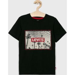 Levi's - T-shirt dziecięcy 128-176 cm. Czarne t-shirty chłopięce Levi's®, z nadrukiem, z bawełny, bez rękawów. W wyprzedaży za 129,90 zł.