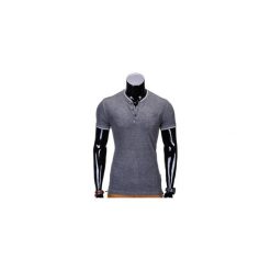 T-SHIRT MĘSKI BEZ NADRUKU S667 - GRAFITOWY. Szare t-shirty męskie z nadrukiem marki Ombre Clothing, m, z bawełny, ze stójką. Za 24,99 zł.