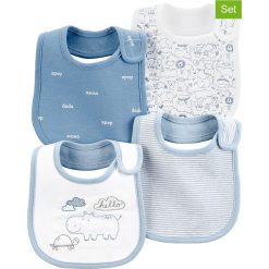 Śliniaki (4 szt.) w kolorze niebieskim i białym. Śliniaki Carter's. W wyprzedaży za 42,95 zł.