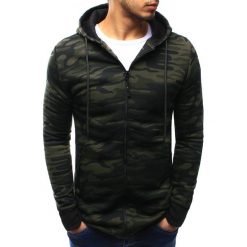 Bluzy męskie: Bluza męska rozpinana z kapturem woodland camo (bx3199)