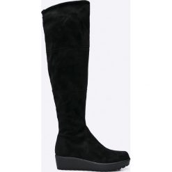 Tamaris - Kozaki. Czarne buty zimowe damskie Tamaris, z materiału, na obcasie. W wyprzedaży za 179,90 zł.