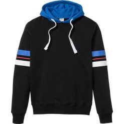 Bluza z kapturem bonprix czarno-lazurowy. Czarne bluzy męskie bonprix, s, w paski, z kapturem, bez rękawów, z kapturem. Za 69,99 zł.