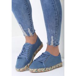 Granatowe Espadryle Timber Look. Niebieskie espadryle damskie marki vices, bez wzorów, z denimu, na niskim obcasie. Za 59,99 zł.