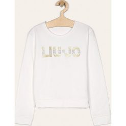 Liu Jo - Bluza dziecięca 128-170 cm. Białe bluzy dziewczęce Liu Jo, z aplikacjami, z elastanu, bez rękawów, bez kaptura. Za 359,90 zł.