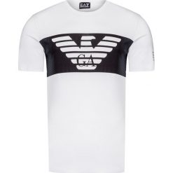 T-shirt EA7 EMPORIO ARMANI. Białe t-shirty męskie EA7 Emporio Armani, z nadrukiem, z tkaniny, z okrągłym kołnierzem. W wyprzedaży za 204,00 zł.