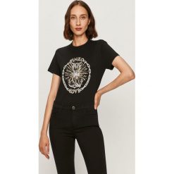 Pinko - T-shirt. Czarne topy damskie Pinko, s, z aplikacjami, z bawełny, z okrągłym kołnierzem. Za 549,90 zł.
