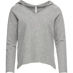 Bluza "oversize" z kapturem bonprix jasnoszary melanż. Szare bluzy damskie bonprix, z dzianiny, z kapturem. Za 49,99 zł.