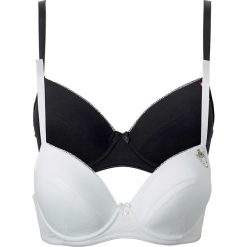 Biustonosz "push up" (2 szt.), bawełna organiczna bonprix czarny + biały. Czarne biustonosze bonprix, z nadrukiem, z bawełny. Za 69,98 zł.