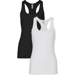 Top w prążek (2 szt. w opak.) bonprix czarny + biały. Białe topy damskie bonprix, w prążki, z bawełny. Za 33,98 zł.