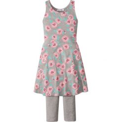 Legginsy dziewczęce: Sukienka + legginsy 3/4 (2 części) bonprix jasnoszary melanż z nadrukiem