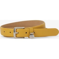 Marie Lund - Damski pasek skórzany, żółty. Żółte paski damskie Marie Lund, w paski, ze skóry, eleganckie. Za 89,95 zł.