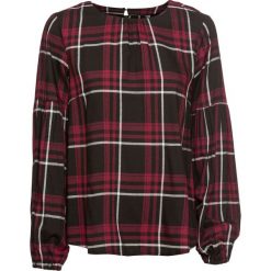 Shirt bluzkowy z szerokimi rękawami bonprix czerwony klonowy - czarno-biały w kratę. Czerwone koszulki damskie marki bonprix, bez wzorów, z okrągłym kołnierzem, bez rękawów. Za 89,99 zł.