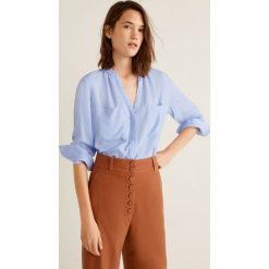 Mango - Koszula Gala2. Niebieskie bluzki damskie Mango, na co dzień, s, bez wzorów, z wiskozy, casualowe, bez kołnierzyka, z długim rękawem. W wyprzedaży za 49,90 zł.