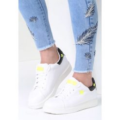 Biało-Limonkowe Sneakersy Missing You. Białe buty sportowe damskie marki Inny. Za 59,99 zł.