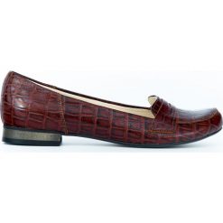 Balerinki lordsy z motywem krokodyla - skóra naturalna - model 025 - kolor brązowo czarny krokodyl. Pomarańczowe baleriny damskie Zapato, bez wzorów, z jeansu, eleganckie, na niskim obcasie, na obcasie. W wyprzedaży za 179,40 zł.