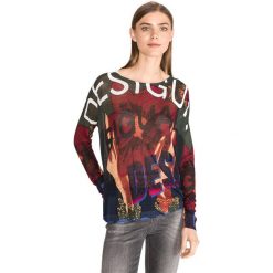 Desigual Vitoria Sweter Czerwony Wielokolorowy. Czerwone bluzy damskie Desigual, l, bez wzorów, z wiskozy, bez rękawów, bez kaptura. Za 326,95 zł.