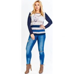 Bluzka damska plus size w kwiaty - bordowy, 42. Czerwone bluzki damskie e-margeritka.pl, na co dzień, plus size, w kwiaty, z elastanu, bez kołnierzyka, plus size, z długim rękawem, długie, maxi, proste. Za 99,99 zł.