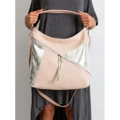 Torebka damska shopper bag worek 0011 różowo srebrna - różowy. Różowe torby damskie na zakupy w paski, eleganckie, duże. Za 69,99 zł.