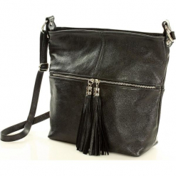 Torebka crossbody large MARCO MAZZINI czarny. Czarne listonoszki damskie MAZZINI, w paski, ze skóry, duże. Za 245,00 zł.