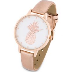 Zegarek na rękę bonprix kolor czerwonego złota - biały. Żółte zegarki damskie bonprix, złote. Za 49,99 zł.