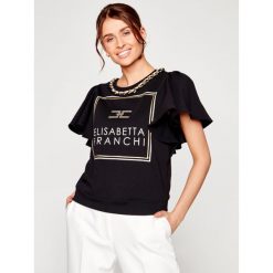 Bluza Elisabetta Franchi MD-026-01E2-V349. Czarne bluzy damskie Elisabetta Franchi, bez wzorów, z bawełny, bez rękawów, bez kaptura. W wyprzedaży za 1189,00 zł.