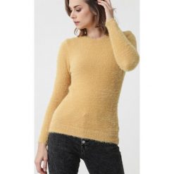 Żółty Sweter Wescott. Żółte swetry damskie Born2be, s, bez wzorów, eleganckie, z długim rękawem, długie, bez kaptura. Za 69,99 zł.