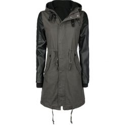 Kurtki damskie: Forplay Imitation Leather Sleeves Army Jacket Kurtka damska oliwkowy/czarny